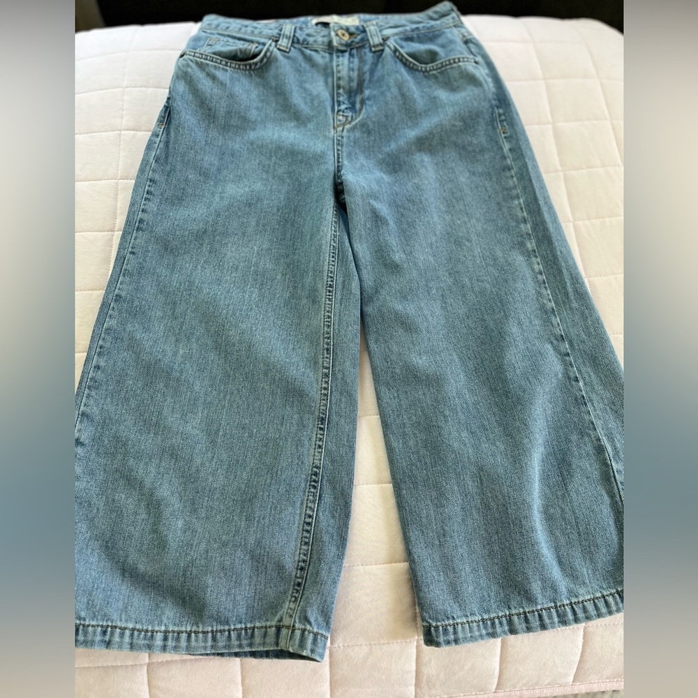Zara Blue Flare Wide Leg Jeans - Picture 8 of 16